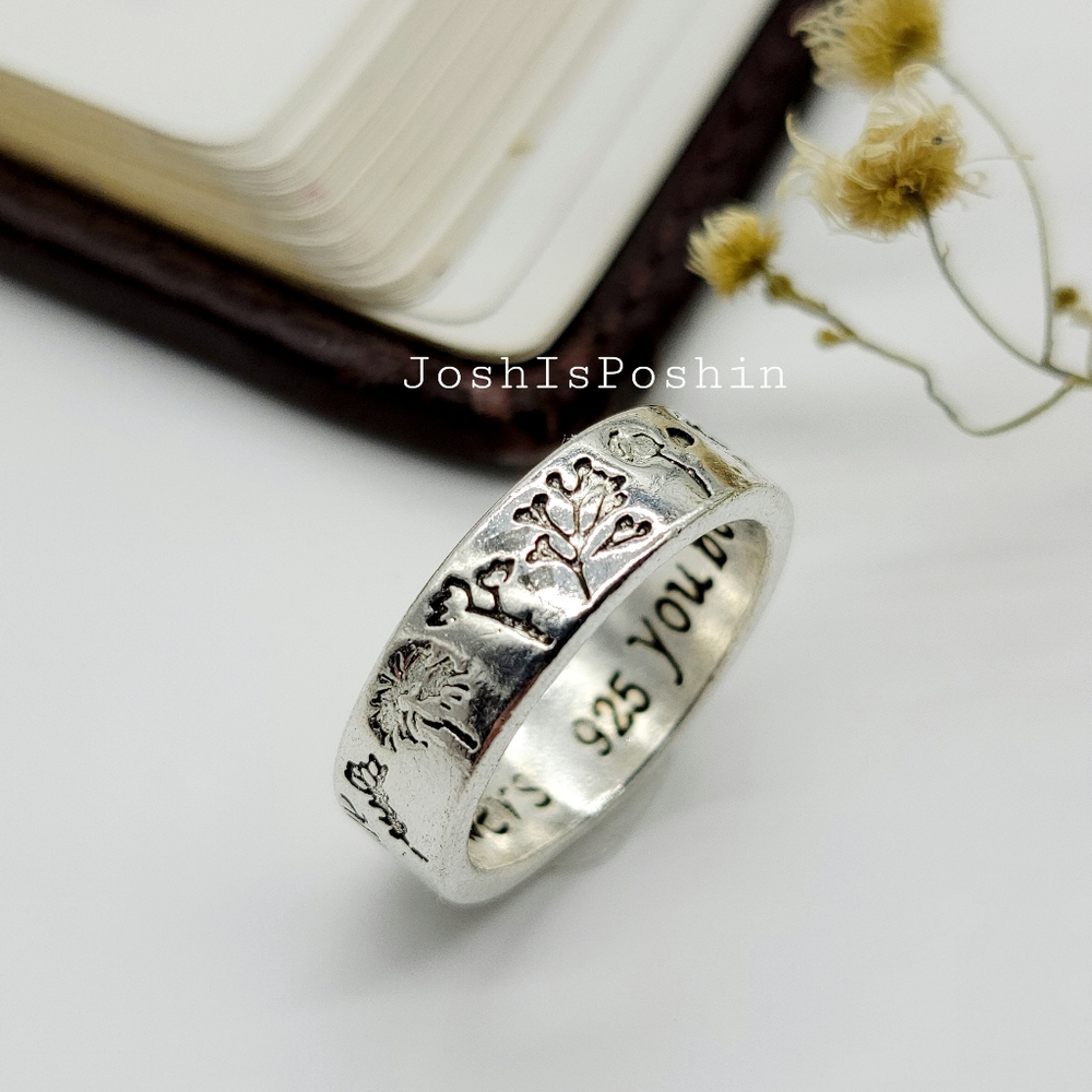 Sterling silver flower personality ring